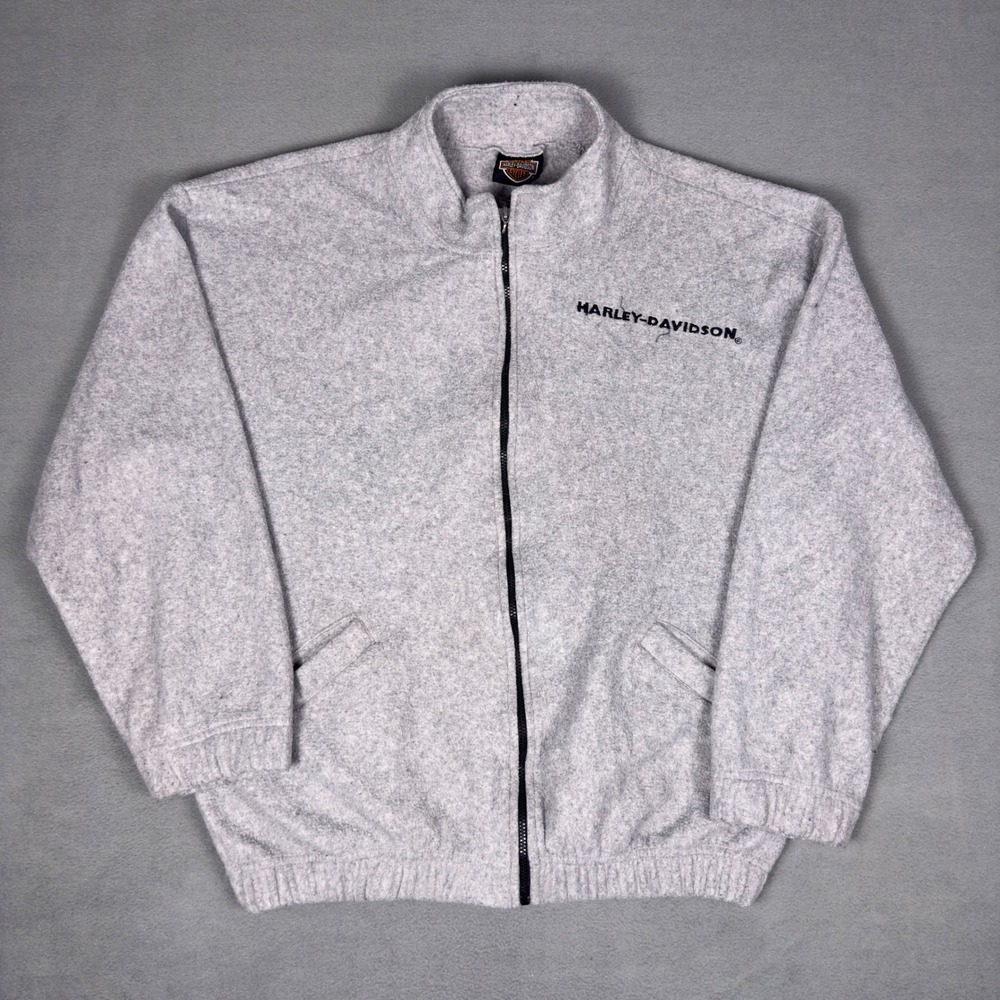 Vintage Y2K Harley-Davidson Fleece‎ Jacket Bar Shield Back Patch Milwaukee